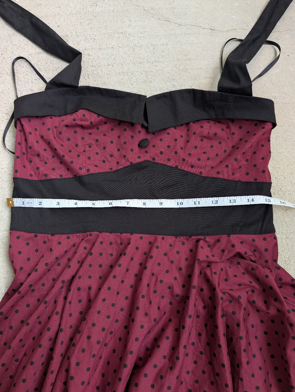 Hell Bunny Vixen Ashley Burgundy Black Polka Dot Fit & Flare Dress - Picture 10 of 11